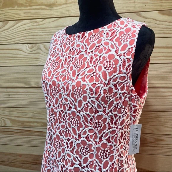 NWT Eva Mendes New York & Co Sleeveless Dress Orange White Lace Plus 16 - Picture 4 of 6